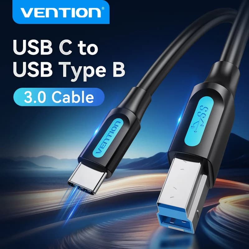 Vention USB C to USB Type B 3.0 Cable for MacBook Pro HP Canon Brother Epson Dell Samsung Printer Type C Printer Square Cord