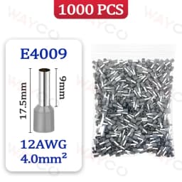 1000PCS Tubular Crimp Terminals Electrical Wire Cable Ferrules Connectors E0508 E7508 E1008 E1508 E2508 E4009 E6012 Ring Sleeve