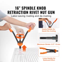 SucceBuy 16" Rivet Nut Tool, Labor-Saving Rivnut Tool Kit with 13PCS Metric SAE Mandrels, 186PCS Rivet Nuts, With Carrying Case