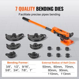 SucceBuy Manual Pipe Bender 7 Bending Dies Multifunction Steel Copper Tube Bending Machine Lever Heavy Duty Tube Bender Tools