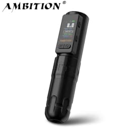 Ambition Soldier Max Wireless Tattoo Machine Pen Coreless Motor Double Bearing Straight Rod 2400mAh Color Screen Billing Battery