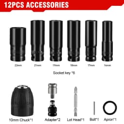 12Pcs Set 14/17/18/19/21/22 MM Electric Screwdrivers Wrench Accessories Impact Wrench Socket Adapter Kit Drill Drive Adapter SET