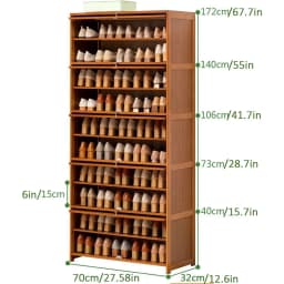 Tall Bamboo Shoe Storage Cabinet Free Standing Shoe Shelf Storage Rack with Flip Doors Shoes Heels Storage Cabinet Organizer