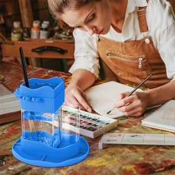 All-In-One Paint Brush Cleaner Rinse Cup, Silicone Paint Brush Holder, Painting Supplies, Watercolor Cup With Cleaning System