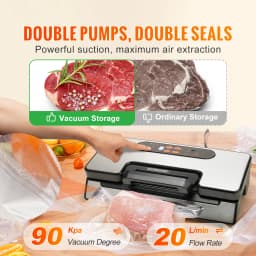 SucceBuy 90Kpa 130W Vacuum Sealer Food Packaging Machine with Free 10pcs Vacuum bags for Household Kitchen Vacuum Food Sealing