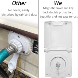 RV Water Inlet with Cover, Gravity Water Fill Inlet with Square Bayonet Style Cap Magnetic Attraction and Lock Keys, Fresh Water