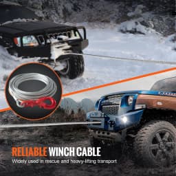 SucceBuy 50/75/100ft Galvanized Steel Winch Cable 3/8in Breaking Strength Wire Winch Rope for SUV Large Off-Road Vehicle