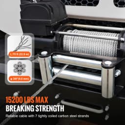 SucceBuy 50/75/100ft Galvanized Steel Winch Cable 3/8in Breaking Strength Wire Winch Rope for SUV Large Off-Road Vehicle