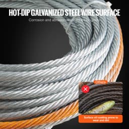 SucceBuy 50/75/100ft Galvanized Steel Winch Cable 3/8in Breaking Strength Wire Winch Rope for SUV Large Off-Road Vehicle