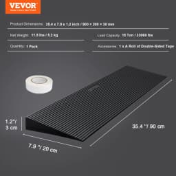 SucceBuy 1.2" Rise Threshold Ramp Cuttable Natural Rubber Wheelchair Ramp Scooter with Double-Sided Tape for Doorways Driveways