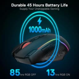 Redragon M810 Pro Wireless Gaming Mouse, 10000 DPI Wired Gamer Mouse w/ Rapid Fire Key, 8 Macro Buttons, Black/White Mouse