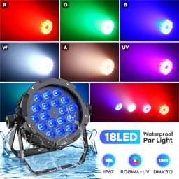 U'King 4PCS 150W LED Par Light 18x10W RGBWA+UV Waterproof 6in1 18LED Fixture Beads Stage Light DMX512 DJ Light for Disco Dance