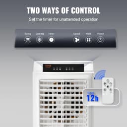SucceBuy Evaporative Air Cooler Oscillating Swamp Cooler with Adjustable 3 Speeds and 12 H Timer Portable for Indoor Outdoor Use