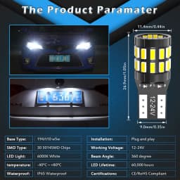 2pcs T10 W5W Led Canbus bulb 194 168 No Error 30SMD 3014 White Blue Red Yellow Led Interior Reading Parking Light Map Dome Light