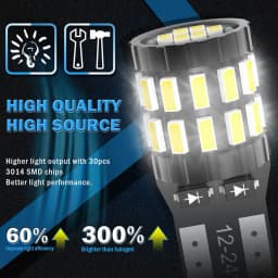 2pcs T10 W5W Led Canbus bulb 194 168 No Error 30SMD 3014 White Blue Red Yellow Led Interior Reading Parking Light Map Dome Light