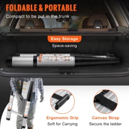 SucceBuy Telescoping Ladder 12.5 FT Aluminum One-Button Retraction Collapsible Extension 375 LBS Capacity w/Non-Slip for Home RV