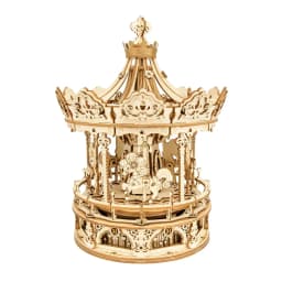 Robotime 3D Wooden Puzzle 336pcs Rotatable DIY Romantic Carousel Game Gift for Children Kids Adult AMK62 Assembly Music Box Toy