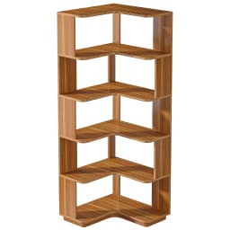 Tribesigns 6 Tier Corner Bookshelf, 64.96 Inch Tall Industrial Corner Bookcase with Anti-Drop Panel,Wood Grain Corner Shelf