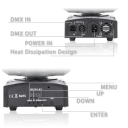 U'King 120W LED Beam Moving Head Light RGB Color Mixing 8 Patterns DMX Effect Light Rotating Stage Light for DJ Show Party KTV
