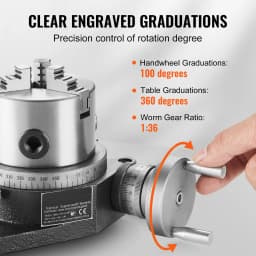 SucceBuy Precision Milling Rotary Table 4''/100mm Horizontal Vertical Model with 3-Jaw Chuck Indexing Tools for Milling Machines