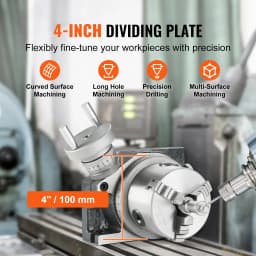 SucceBuy Precision Milling Rotary Table 4''/100mm Horizontal Vertical Model with 3-Jaw Chuck Indexing Tools for Milling Machines