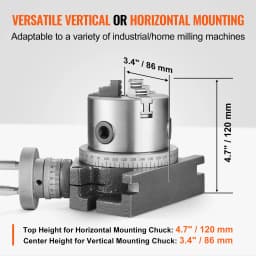 SucceBuy Precision Milling Rotary Table 4''/100mm Horizontal Vertical Model with 3-Jaw Chuck Indexing Tools for Milling Machines