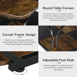 Tribesigns Square Coffee Table with 2 Tiers, 40 inches Low Farmhouse Coffee Table with Wood Storage Shelf Heavy Duty Metal Curve