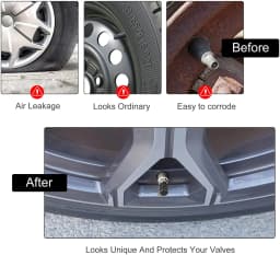 8PCS Tire Wheel Caps Metal Tyre Air Stem Dust Nipple Caps with Plastic Liner Corrosion Resistant Leak-Proof Cars and Motorcycles