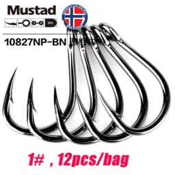 Mustad Norway Origin Sea Fishing Hook Super Power Big Size Circle Fish Hooks,1#-12/0#,10827NP-BN