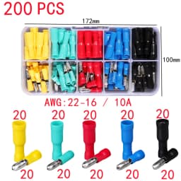 Box,Bullet Type Lnsulated Electrical Connector,Female and Male Wire Connector,Brass Electrical Crimp Terminalss,Car Accessories