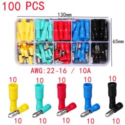 Box,Bullet Type Lnsulated Electrical Connector,Female and Male Wire Connector,Brass Electrical Crimp Terminalss,Car Accessories