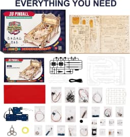 Robotime 3D Pinball Machine Puzzle Amusing Table Game Mechanical Wooden Model Building Kits for Adult 14+ Teens
