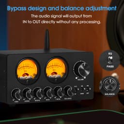 Nobsound EQ5 PRO Mini 5-Band EQ Preamp Stereo Bluetooth Equalizer Home Desk Audio Processor with VU Meter