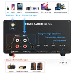 Nobsound EQ5 PRO Mini 5-Band EQ Preamp Stereo Bluetooth Equalizer Home Desk Audio Processor with VU Meter