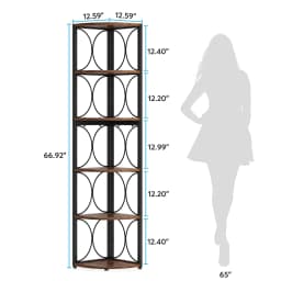Tribesigns 67 inch Tall Corner Shelf, 6 Tier Rustic Corner Bookshelf Bookcase Storage Rack Standing Shelving Unit