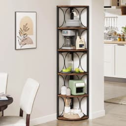 Tribesigns 67 inch Tall Corner Shelf, 6 Tier Rustic Corner Bookshelf Bookcase Storage Rack Standing Shelving Unit