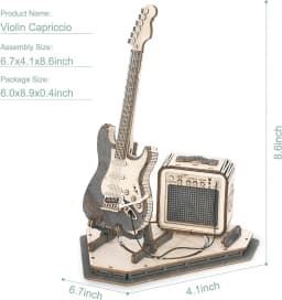 Robotime Electric Guitar 3D Wooden Puzzle for Kids Adults Assembly Creative Toys Building Block Set for Christmas Gifts Adult