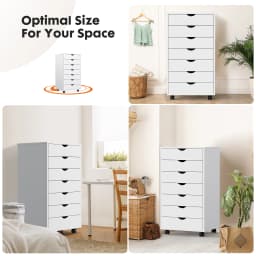 JHK 7 Drawer Chest Dressers Nightstand Storage Cabinet Wooden File Office Mobile Cabinet Wheels Living Room Organizer Rolling
