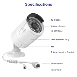 SANNCE 2PCS Ultra HD 2MP/5MP/8MP POE Camera OutdoorWeatherproof Security Network Bullet EXIR Night Vision Email Alert Camera Kit