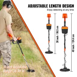SucceBuy Metal Detector 8Inch Waterproof Search Coil & High Accuracy Pointer Display Adjustable 38''-49'' Aluminum Stem Detector