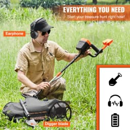 SucceBuy Metal Detector 8Inch Waterproof Search Coil & High Accuracy Pointer Display Adjustable 38''-49'' Aluminum Stem Detector