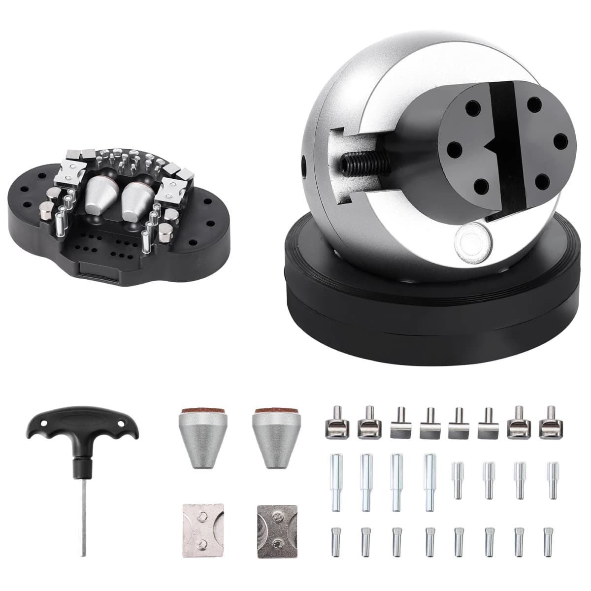 SucceBuy 10Kg Full Set 5in Engraving Vise Standard Block Ball Inlaid Diamonds Jewelry Adjustable Setting Tool 34Pcs Attachments