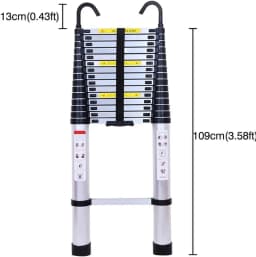 6.2M Heavy Duty Telescopic Ladders With Hooks 14 Steps Aluminum Extending Roof Ladder for Multi-Purpose Indoor Outdoor Roof Work