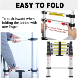 6.2M Heavy Duty Telescopic Ladders With Hooks 14 Steps Aluminum Extending Roof Ladder for Multi-Purpose Indoor Outdoor Roof Work