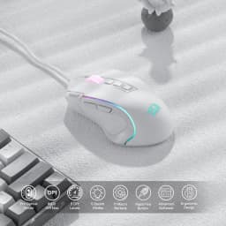 Redragon M612 Predator RGB Gaming Mouse 8000 DPI Wired Optical with 11 Programmable Buttons, White