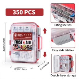 RHINO RESCUE 350 Pieces OSHA All-Purpose First Aid Kit, Home & Office Professional Medical Supplies, for Emergency, School