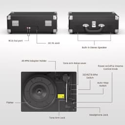 Maio S100 Belt-Driven Vintage Gramophone Device, Vinyl Record, Turntable, High-Fidelity Stereo, Built-In Speaker, 3-Speed