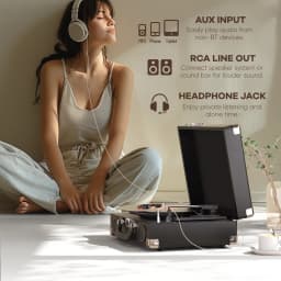 Maio S100 Belt-Driven Vintage Gramophone Device, Vinyl Record, Turntable, High-Fidelity Stereo, Built-In Speaker, 3-Speed