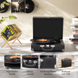 Maio S100 Belt-Driven Vintage Gramophone Device, Vinyl Record, Turntable, High-Fidelity Stereo, Built-In Speaker, 3-Speed
