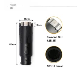 SHDIATOOL 1Pc Diamond Core Drill Bits 1-3/8 Inch Marble Drilling Core Bits For Hard Stone Concrete Granite Dry or Wet Hole Saws